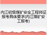 内江初级煤矿安全工程师证报考具体要求(内江煤矿安工报考)