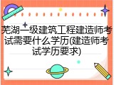 芜湖一级建筑工程建造师考试需要什么学历(建造师考试学历要求)