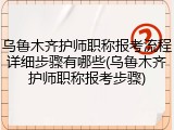 乌鲁木齐护师职称报考流程详细步骤有哪些(乌鲁木齐护师职称报考步骤)