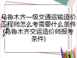 乌鲁木齐一级交通运输造价工程师怎么考需要什么条件(乌鲁木齐交运造价师报考条件)