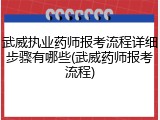 武威执业药师报考流程详细步骤有哪些(武威药师报考流程)