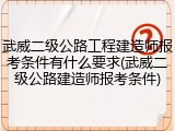 武威二级公路工程建造师报考条件有什么要求(武威二级公路建造师报考条件)