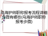 乌海护师职称报考流程详细步骤有哪些(乌海护师职称报考步骤)