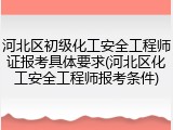 河北区初级化工安全工程师证报考具体要求(河北区化工安全工程师报考条件)