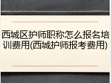 西城区护师职称怎么报名培训费用(西城护师报考费用)