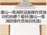 唐山一级消防设施操作员培训机构哪个最好(唐山一级消防操作员培训优选)