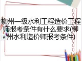 柳州一级水利工程造价工程师报考条件有什么要求(柳州水利造价师报考条件)