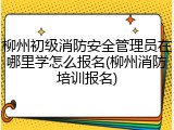 柳州初级消防安全管理员在哪里学怎么报名(柳州消防培训报名)