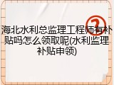 海北水利总监理工程师有补贴吗怎么领取呢(水利监理补贴申领)