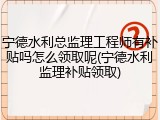 宁德水利总监理工程师有补贴吗怎么领取呢(宁德水利监理补贴领取)