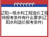 辽阳一级水利工程造价工程师报考条件有什么要求(辽阳水利造价报考条件)