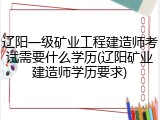 辽阳一级矿业工程建造师考试需要什么学历(辽阳矿业建造师学历要求)