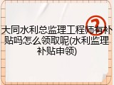 大同水利总监理工程师有补贴吗怎么领取呢(水利监理补贴申领)