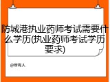 防城港执业药师考试需要什么学历(执业药师考试学历要求)