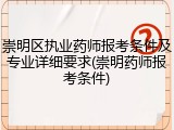 崇明区执业药师报考条件及专业详细要求(崇明药师报考条件)