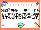 铜梁区初级化工安全工程师有补贴吗怎么领取呢(铜梁化工安全工程师补贴申领)