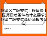 铜梁区二级安装工程造价工程师报考条件有什么要求(铜梁二级安装造价师报考条件)