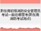 黔东南初级消防安全管理员考试一般在哪里考(黔东南消防考试地点)