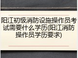 阳江初级消防设施操作员考试需要什么学历(阳江消防操作员学历要求)