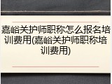 嘉峪关护师职称怎么报名培训费用(嘉峪关护师职称培训费用)