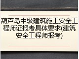 葫芦岛中级建筑施工安全工程师证报考具体要求(建筑安全工程师报考)