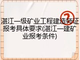 湛江一级矿业工程建造师证报考具体要求(湛江一建矿业报考条件)
