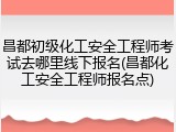昌都初级化工安全工程师考试去哪里线下报名(昌都化工安全工程师报名点)