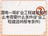 渭南一级矿业工程建造师怎么考需要什么条件(矿业工程建造师报考条件)