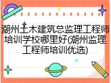 潮州土木建筑总监理工程师培训学校哪里好(潮州监理工程师培训优选)