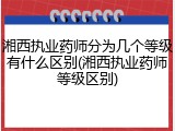 湘西执业药师分为几个等级有什么区别(湘西执业药师等级区别)