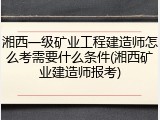 湘西一级矿业工程建造师怎么考需要什么条件(湘西矿业建造师报考)