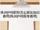 株洲护师职称怎么报名培训费用(株洲护师报考费用)
