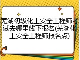 芜湖初级化工安全工程师考试去哪里线下报名(芜湖化工安全工程师报名点)