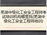 芜湖中级化工安全工程师考试培训机构哪里找(芜湖中级化工安全工程师培训)