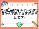 芜湖社会服务环评师考试需要什么学历(芜湖环评师学历要求)