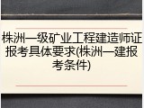 株洲一级矿业工程建造师证报考具体要求(株洲一建报考条件)