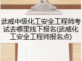 武威中级化工安全工程师考试去哪里线下报名(武威化工安全工程师报名点)