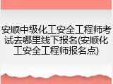 安顺中级化工安全工程师考试去哪里线下报名(安顺化工安全工程师报名点)