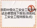 岳阳中级化工安全工程师考试去哪里线下报名(岳阳化工安全工程师报名点)