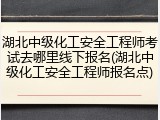 湖北中级化工安全工程师考试去哪里线下报名(湖北中级化工安全工程师报名点)