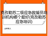 克孜勒苏二级应急救援员培训机构哪个最好(克孜勒苏应急培训)