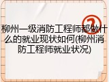 柳州一级消防工程师都做什么的就业现状如何(柳州消防工程师就业状况)