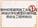 柳州初级建筑施工安全工程师培训学校哪里好(柳州建筑安全工程师培训)