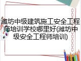 潍坊中级建筑施工安全工程师培训学校哪里好(潍坊中级安全工程师培训)