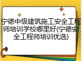 宁德中级建筑施工安全工程师培训学校哪里好(宁德安全工程师培训优选)