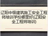 辽阳中级建筑施工安全工程师培训学校哪里好(辽阳安全工程师培训)
