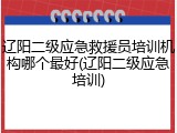 辽阳二级应急救援员培训机构哪个最好(辽阳二级应急培训)