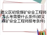 顺义区初级煤矿安全工程师怎么考需要什么条件(顺义煤矿安全工程师报考条件)