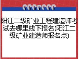 阳江二级矿业工程建造师考试去哪里线下报名(阳江二级矿业建造师报名点)
