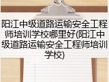 阳江中级道路运输安全工程师培训学校哪里好(阳江中级道路运输安全工程师培训学校)